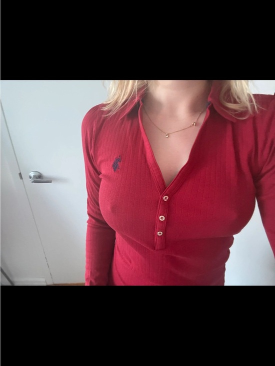 U.S. Polo Assn. Tops - U.S. Polo Assn. Red Ribbed Long-Sleeve Polo Henley